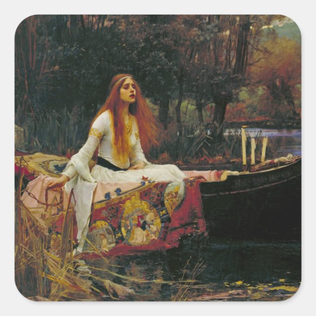 Sticker Carré La Dame de Shalott sur l'eau (Devant)