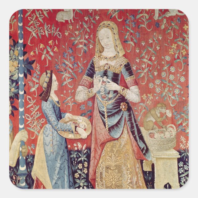 Sticker Carré La Dame et la licorne : 'Odeur' (Devant)
