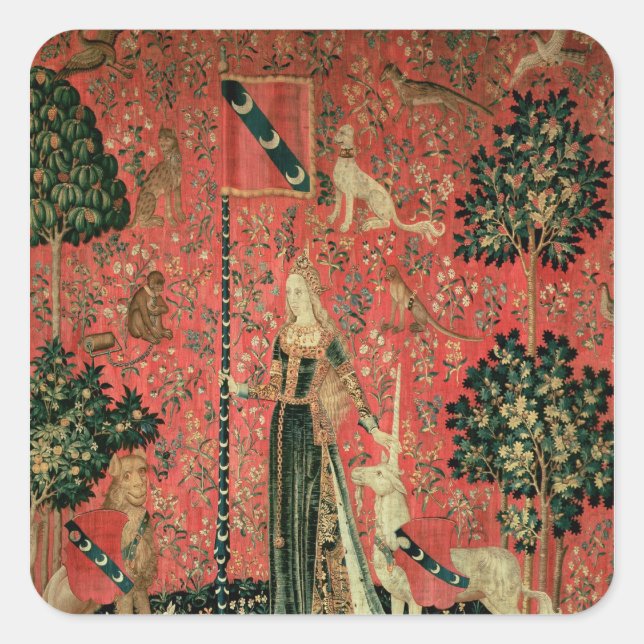 Sticker Carré La Dame et la licorne : 'Touch' (Devant)