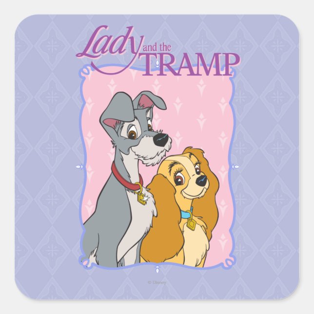 Sticker Carré La Dame et le Tramp - Cadre (Devant)