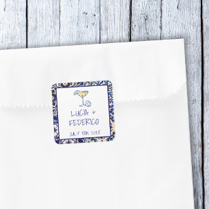 Sticker Carré La Dolce Vita méditerranéenne tuile bleue italienn