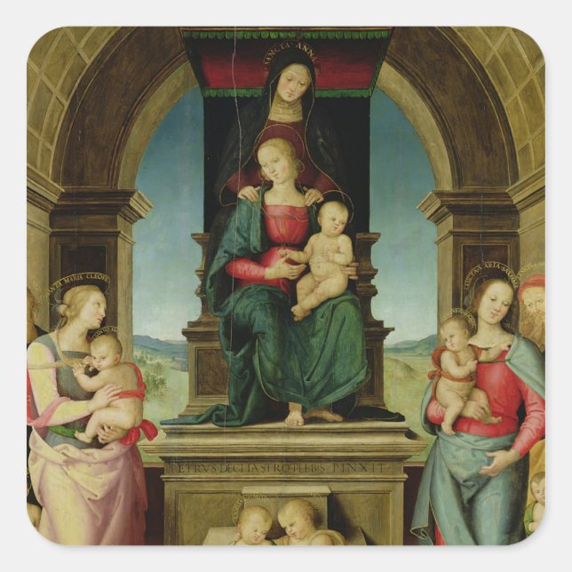Sticker Carré La famille de Sainte-Anne, c.1507 (Devant)