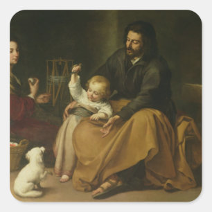 Sticker Carré La famille sainte avec le petit oiseau, c.1650