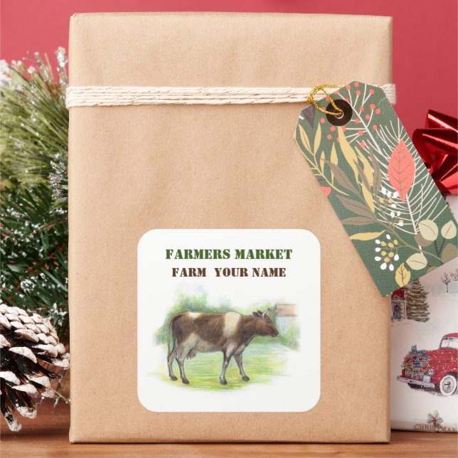 Sticker Carré La ferme à la vache (vacances)