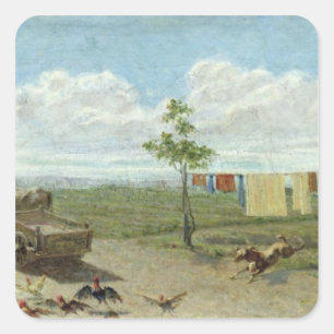 Sticker Carré La Ferme (huile sur toile)