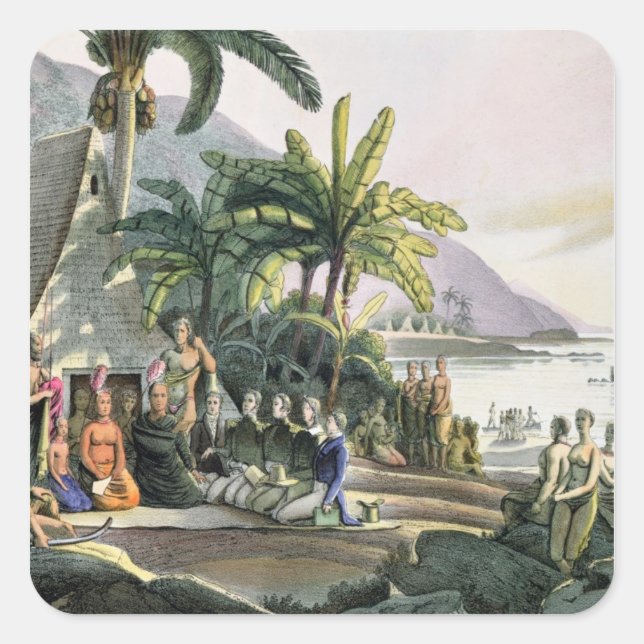 Sticker Carré La fête de l'Expédition et le roi Kamehameha I (Devant)