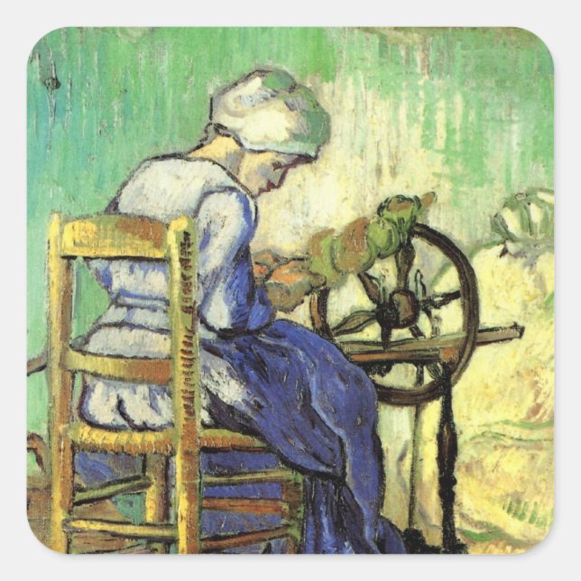 Sticker Carré La Fileuse par Vincent van Gogh (Devant)