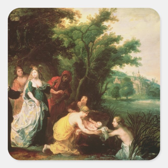 Sticker Carré La fille de Pharaon à la découverte de Moïse (Devant)