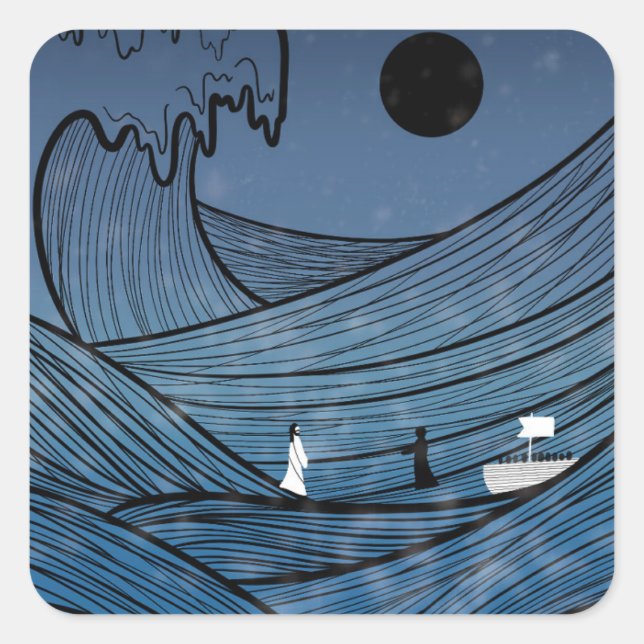 Sticker Carré La foi à travers l'autocollant carré de tempête (Devant)