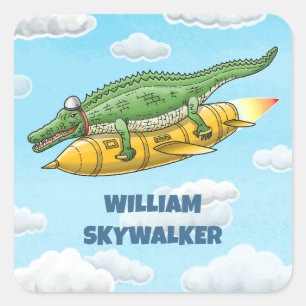 Sticker Carré La Fusée Dorée du Crocodile