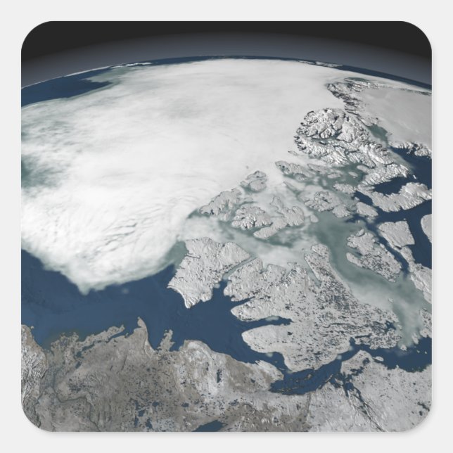 Sticker Carré La glace de mer de l'Arctique au-dessus de l'Améri (Devant)