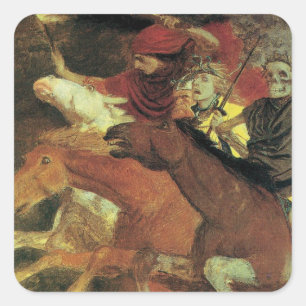 Sticker Carré La Guerre par Arnold Böcklin, Symbolisme Ancien Ar