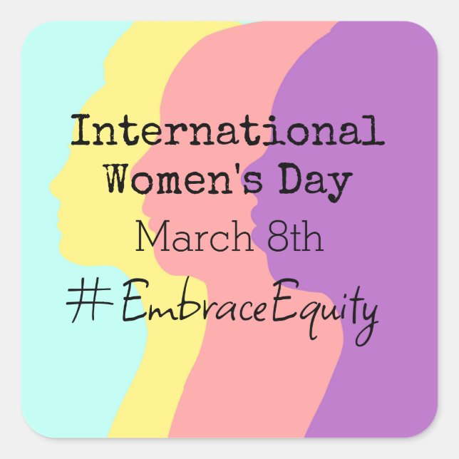 Sticker Carré La Journée internationale de la femme est le 8 mar (Devant)