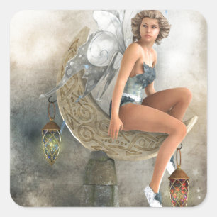 Sticker Carré La Lazy Moon Fairy