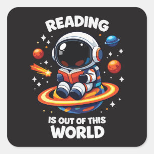 Sticker Carré La lecture est hors de ce monde