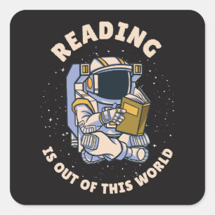 Sticker Carré La lecture est hors de ce monde