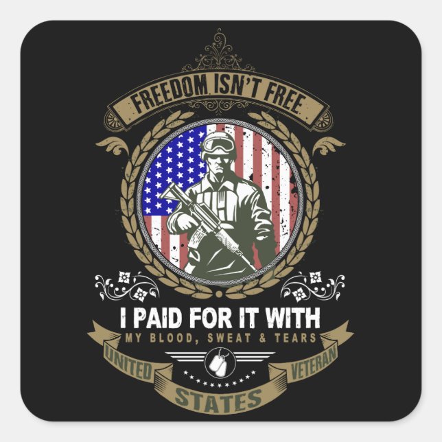 Sticker Carré La liberté n'est pas un vétéran libre (Devant)