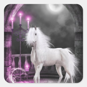 Sticker Carré La licorne enchantée
