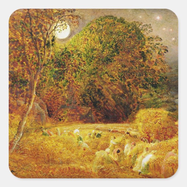 Sticker Carré La lune de récolte, 1833 (huile sur papier posée s (Devant)