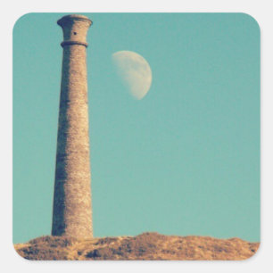 Sticker Carré La Lune et une tour : Aberystwyth