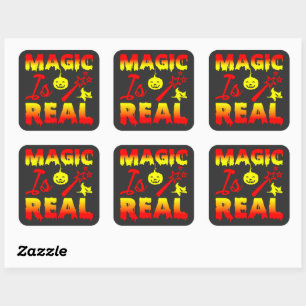 Sticker Carré La magie est une vraie sorcière Citrouille Hallowe