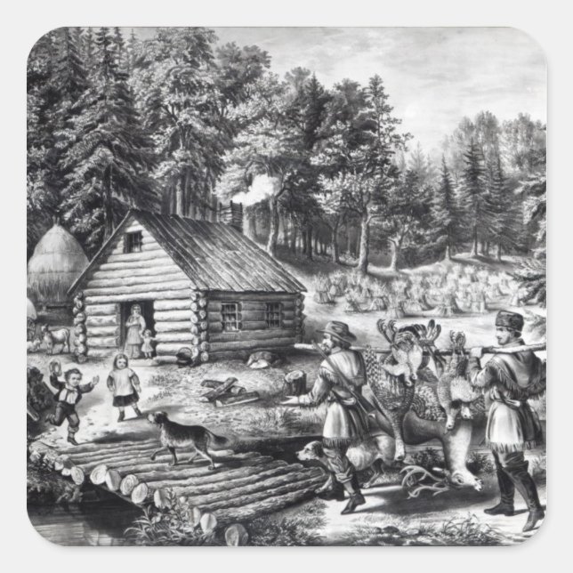 Sticker Carré La maison des pionniers sur la frontière occidenta (Devant)