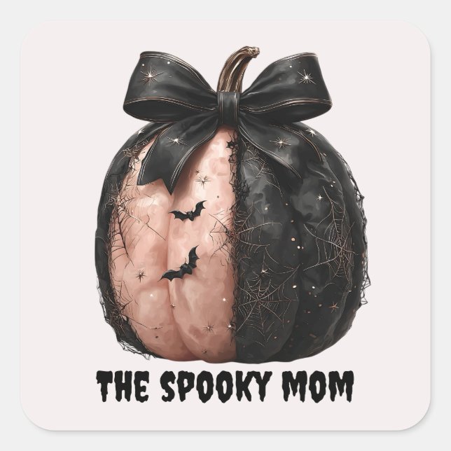 Sticker Carré La maman Éffrayante Citrouille d'Halloween (Devant)