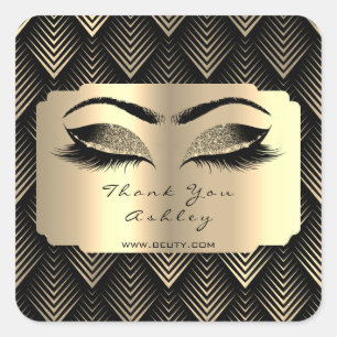 Sticker Carré La mèche noire d'or de parties scintillantes de