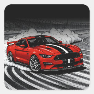 Sticker Carré La meilleure voiture de drift Red Muscle
