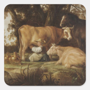 Sticker Carré La Milkmaid Aelbert Cuyp