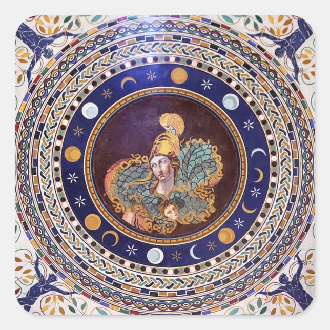 Sticker Carré La mosaïque d'Athéna dans les Musées du Vatican (Devant)