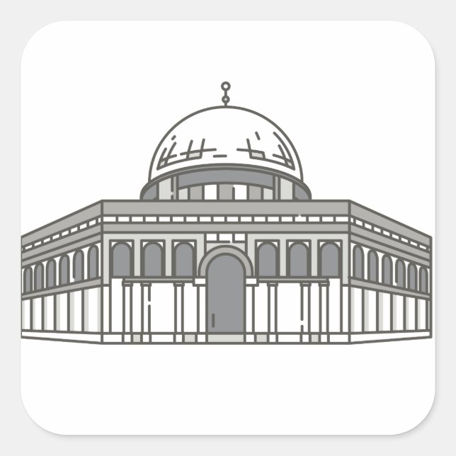 Sticker Carré La mosquée Al aqsa, monument mondial (Devant)