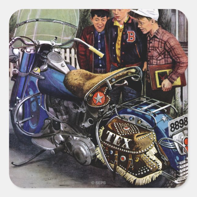 Sticker Carré La moto de Tex (Devant)