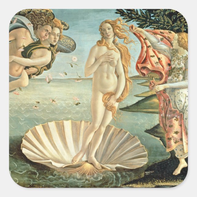Sticker Carré La naissance de Vénus, c.1485 (température sur toi (Devant)