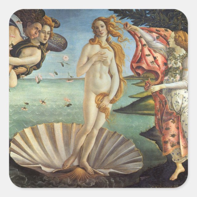 Sticker Carré La naissance de Vénus par Sandro Botticelli (Devant)