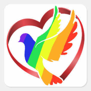 Sticker Carré La paix d'arc-en-ciel a plongé au coeur