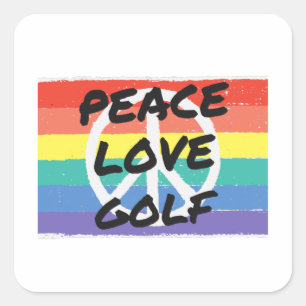 Sticker Carré  La paix. L'amour.Golf