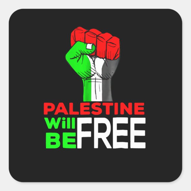 Sticker Carré La Palestine sera libre Génocide de Gaza (Devant)