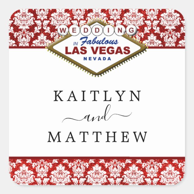 Sticker Carré La Parties scintillant Damask Las Vegas Mariage Co (Devant)