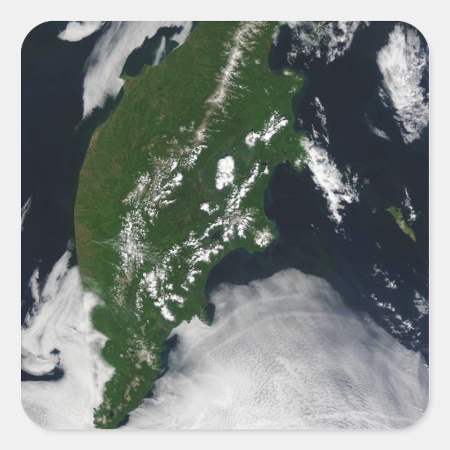 Sticker Carré La péninsule de Kamchatka (Devant)