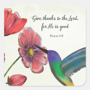 Sticker Carré La pensée religieuse de vous Fleurs avec Colibri