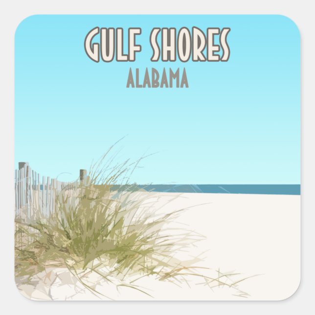Sticker Carré La plage de Gulf Shores Alabama (Devant)