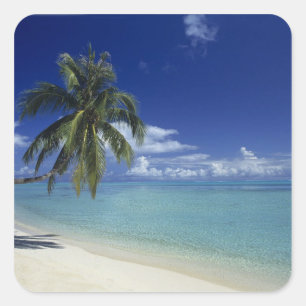 Sticker Carré La plage de Matira sur l'île de Bora Bora,