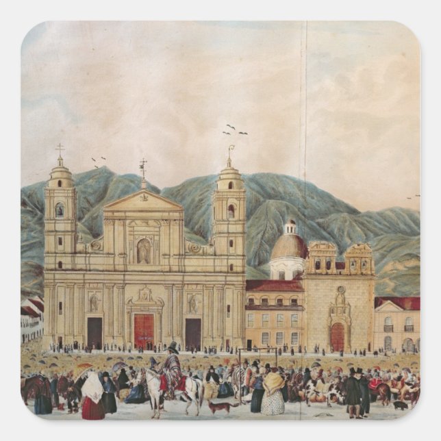 Sticker Carré La Plaza de Bolivar, Bogota, 1837 (Devant)