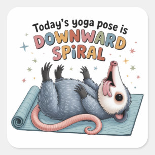 Sticker Carré La pose de yoga d'aujourd'hui est Possum vers le b