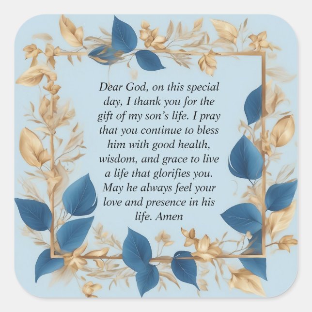 Sticker Carré La prière d'une mère pour son fils (Devant)