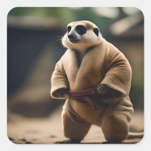 Sticker Carré La Puissante Meerkat : La Fusillade Du Sumo,
