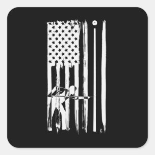 Sticker Carré La queue de drapeau des Etats-Unis de billards
