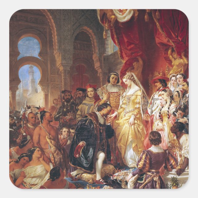 Sticker Carré La réception de Christophe Colomb (Devant)