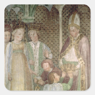 Sticker Carré La reine Théodolinda et le pape Grégoire le Grand